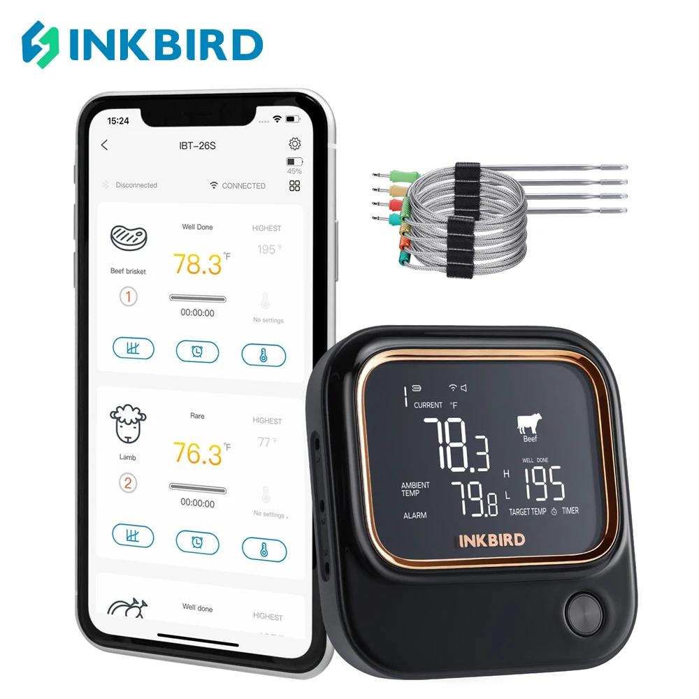 INKBIRD   ǰ µ IBT-26S,  4 ǰ  κ,     ˶ Ÿ̸ Ʈ LCD, 2.4G, 5G